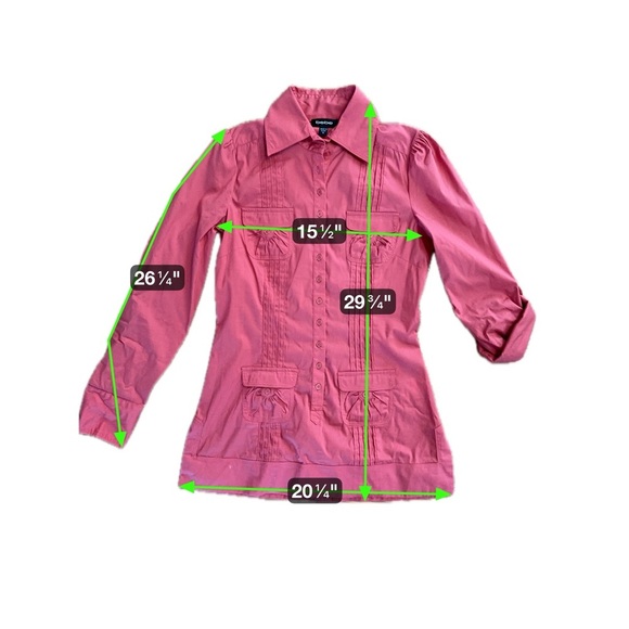 Bebe Utility Tunic Shirt Belle Pink Button-Front Stretch Poplin Blouse Size S - Picture 14 of 14